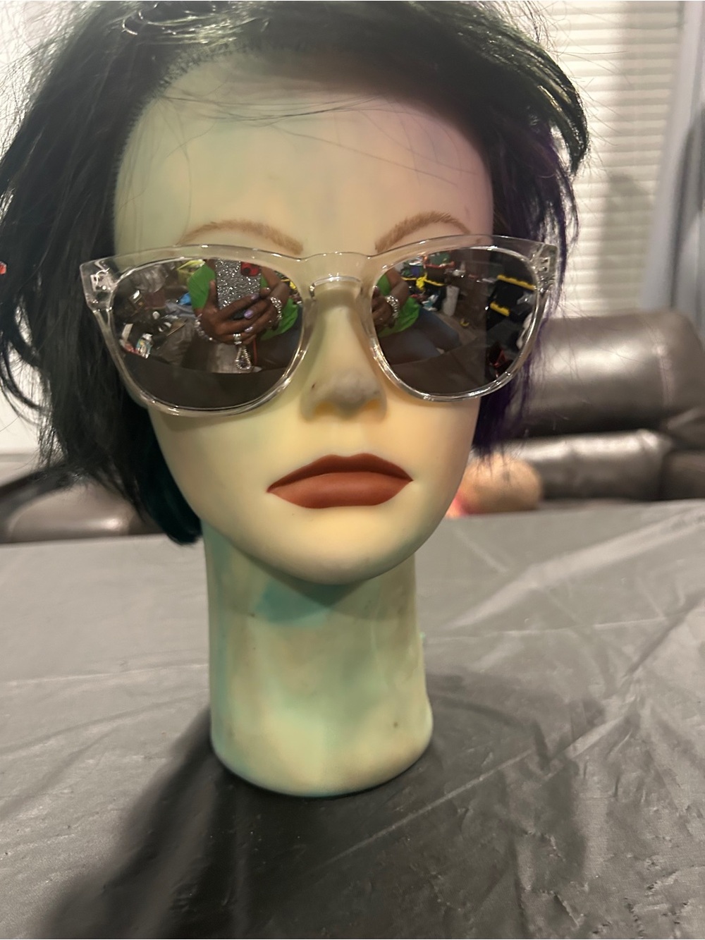 Foster Grant Clear Frame Sunglasses with Silver Mirrored Lenses